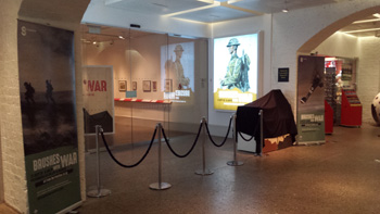 Entrance to the Brushes With War exhibition in the Kelvingrove Art Gallery and Museum